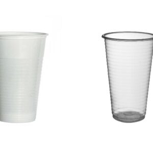 White and Clear Plastic Drinking Cups - 7 OZ Disposable