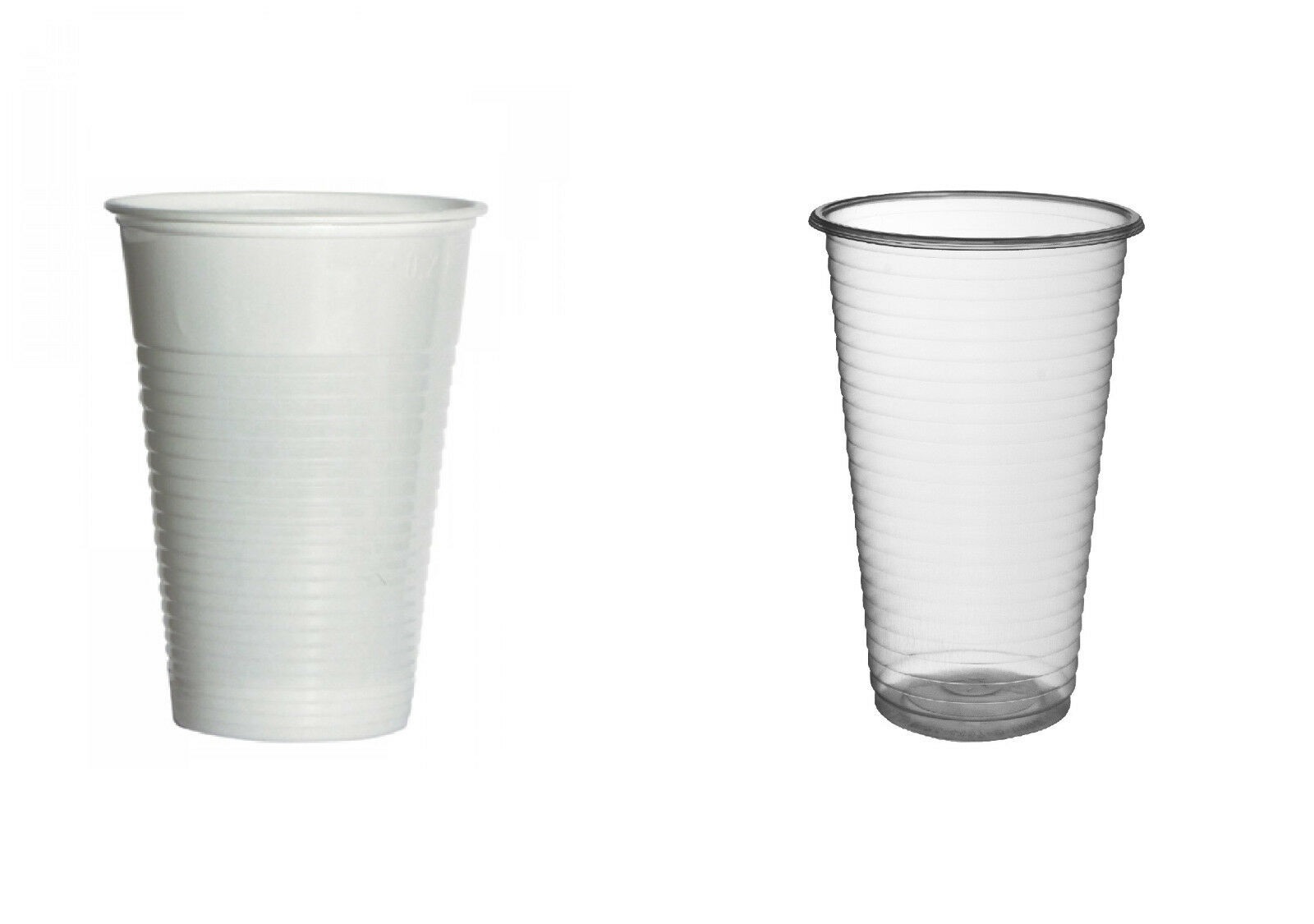 White and Clear Plastic Drinking Cups - 7 OZ Disposable
