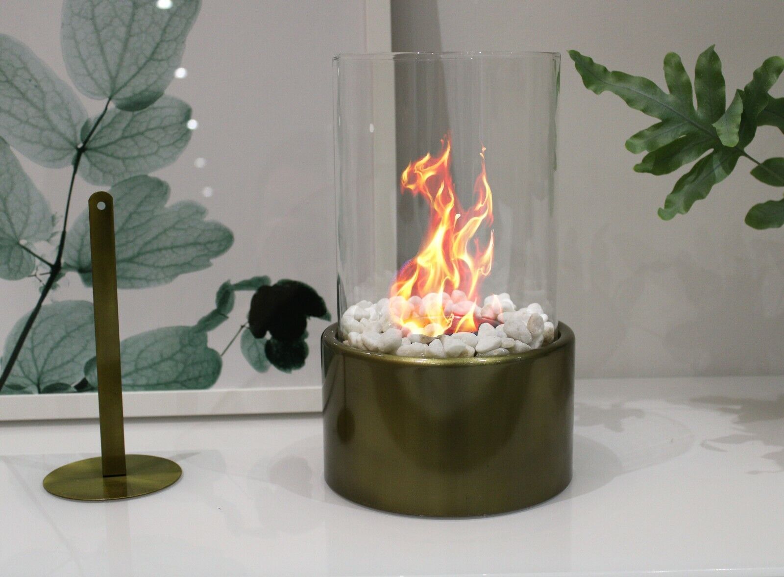 Bioethanol Tabletop Fireplace Bio Ethanol Table Top Fire Round Burner Gold - Image 2