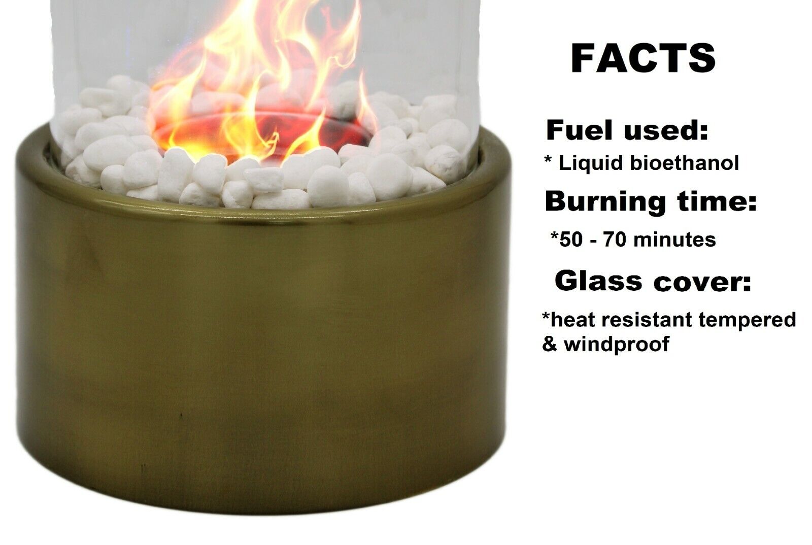 Bioethanol Tabletop Fireplace Bio Ethanol Table Top Fire Round Burner Gold - Image 4