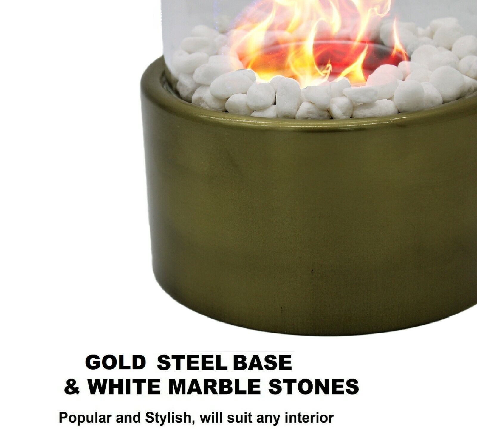 Bioethanol Tabletop Fireplace Bio Ethanol Table Top Fire Round Burner Gold - Image 3
