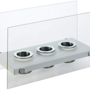Bio Ethanol Fireplace Glass Burner Fire Bioethanol VIC3 White Tabletop Indoor