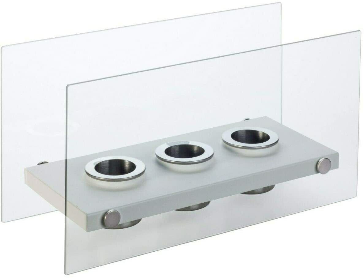 Bio Ethanol Fireplace Glass Burner Fire Bioethanol VIC3 White Tabletop Indoor