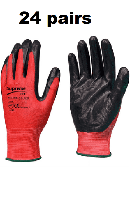 WORK GLOVES RED BLACK NYLON PU COATED BUILDERS MECHANIC CONSTRUCTION GARDENING - Image 9