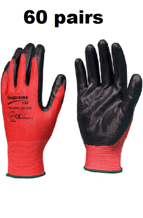 WORK GLOVES RED BLACK NYLON PU COATED BUILDERS MECHANIC CONSTRUCTION GARDENING - Image 12
