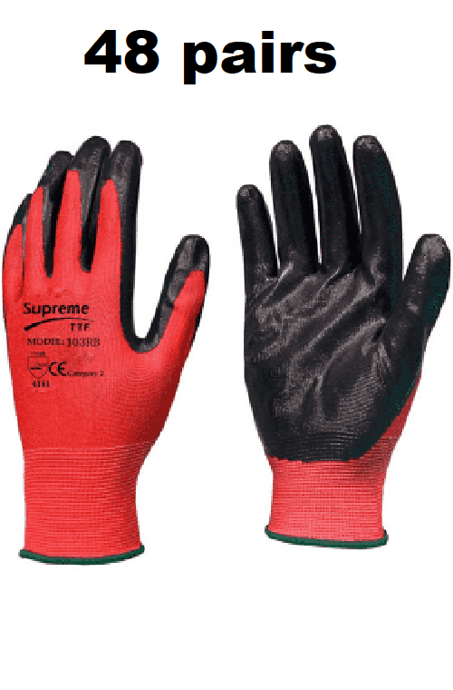 WORK GLOVES RED BLACK NYLON PU COATED BUILDERS MECHANIC CONSTRUCTION GARDENING - Image 11