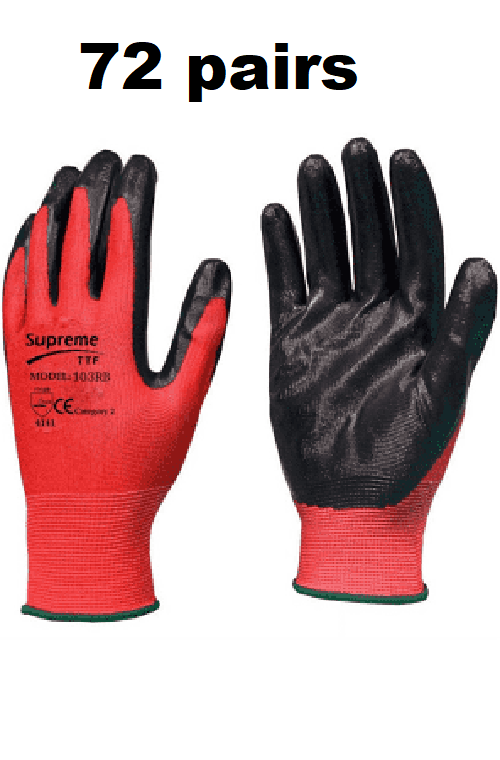 WORK GLOVES RED BLACK NYLON PU COATED BUILDERS MECHANIC CONSTRUCTION GARDENING - Image 13