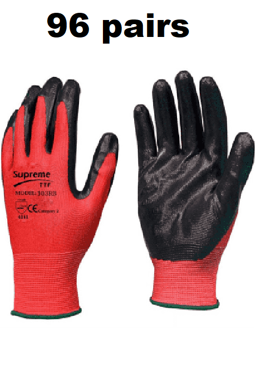WORK GLOVES RED BLACK NYLON PU COATED BUILDERS MECHANIC CONSTRUCTION GARDENING - Image 14