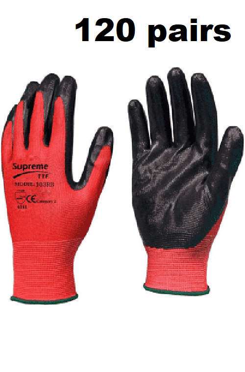 WORK GLOVES RED BLACK NYLON PU COATED BUILDERS MECHANIC CONSTRUCTION GARDENING - Image 16