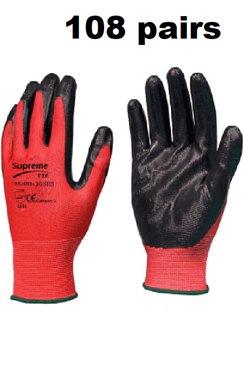 WORK GLOVES RED BLACK NYLON PU COATED BUILDERS MECHANIC CONSTRUCTION GARDENING - Image 15