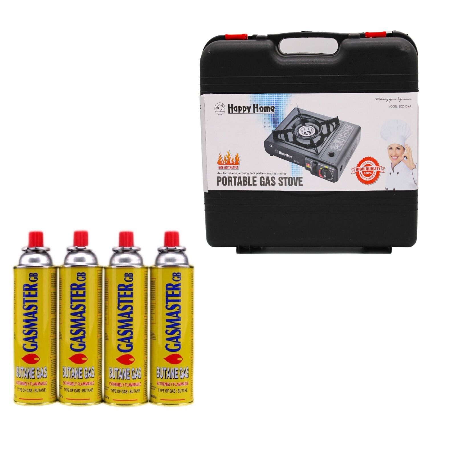 Portable Camping Gas Cooker Burner Stove Butane with Carry Case + 4 Butane Cans - Image 2