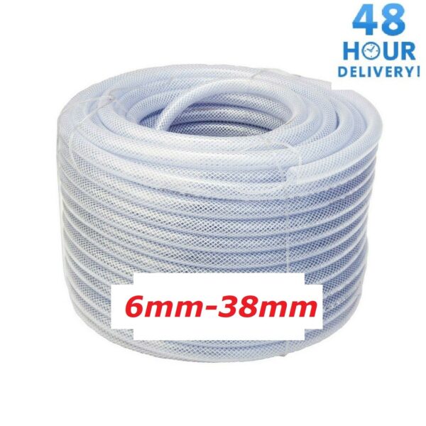 PVC HOSE Pipe Reinforced Clear Flexible Braided Food/Oil Grade WATER Tube 6-38mm