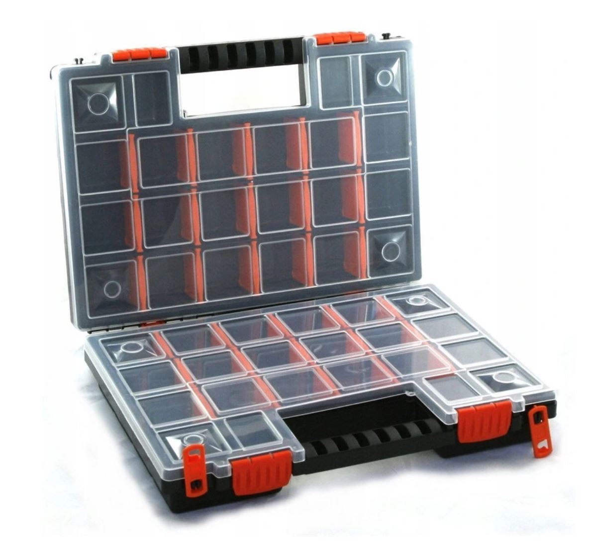 Duo Compartment Storage Tandem Organiser Case Tool Box Adjustable Dividers