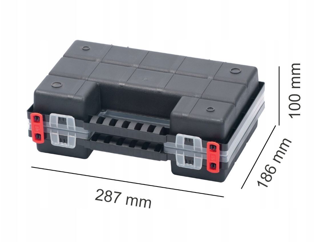 Duo Compartment Storage Tandem Organiser Case Tool Box Adjustable Dividers - Image 10