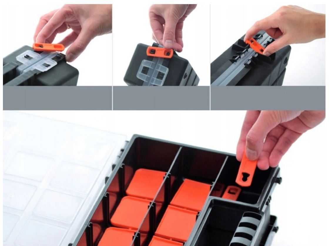 Duo Compartment Storage Tandem Organiser Case Tool Box Adjustable Dividers - Image 17