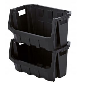 Plastic Order Picking Parts Storage Bins Boxes With Scooped Front Stackable Wall