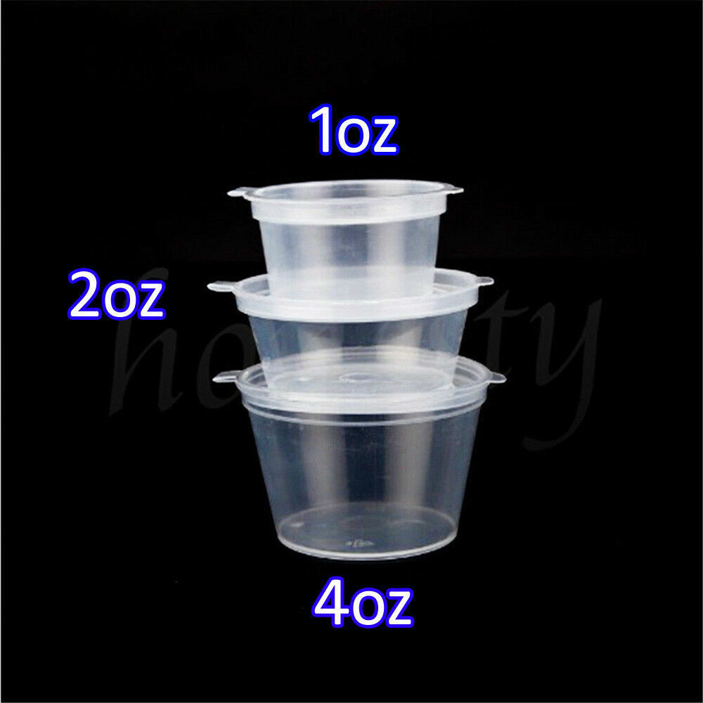 Clear Hinged Lid Plastic Single Use Sauce Containers Cups Pot Tub Deli Takeaway - Image 2