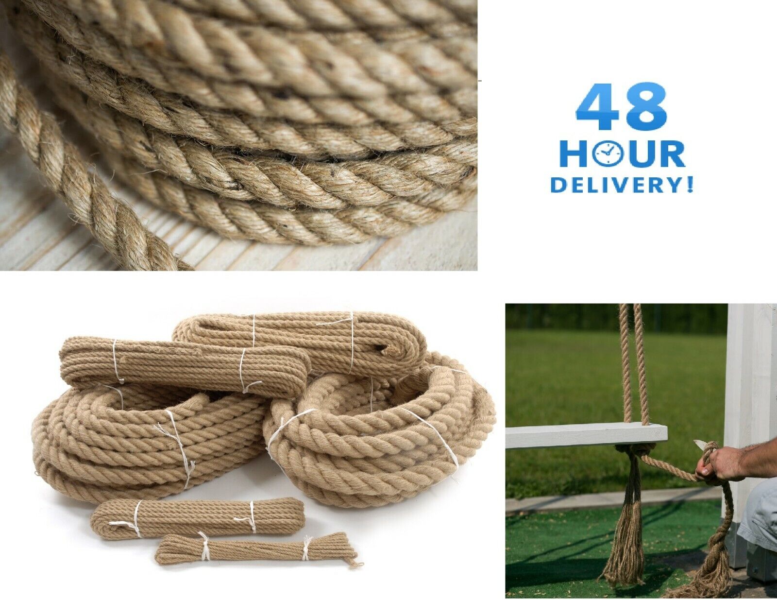 Hessian Jute Natural Rope Twisted Braided Decking Garden Boating Sash 6mm - 50mm - Image 4
