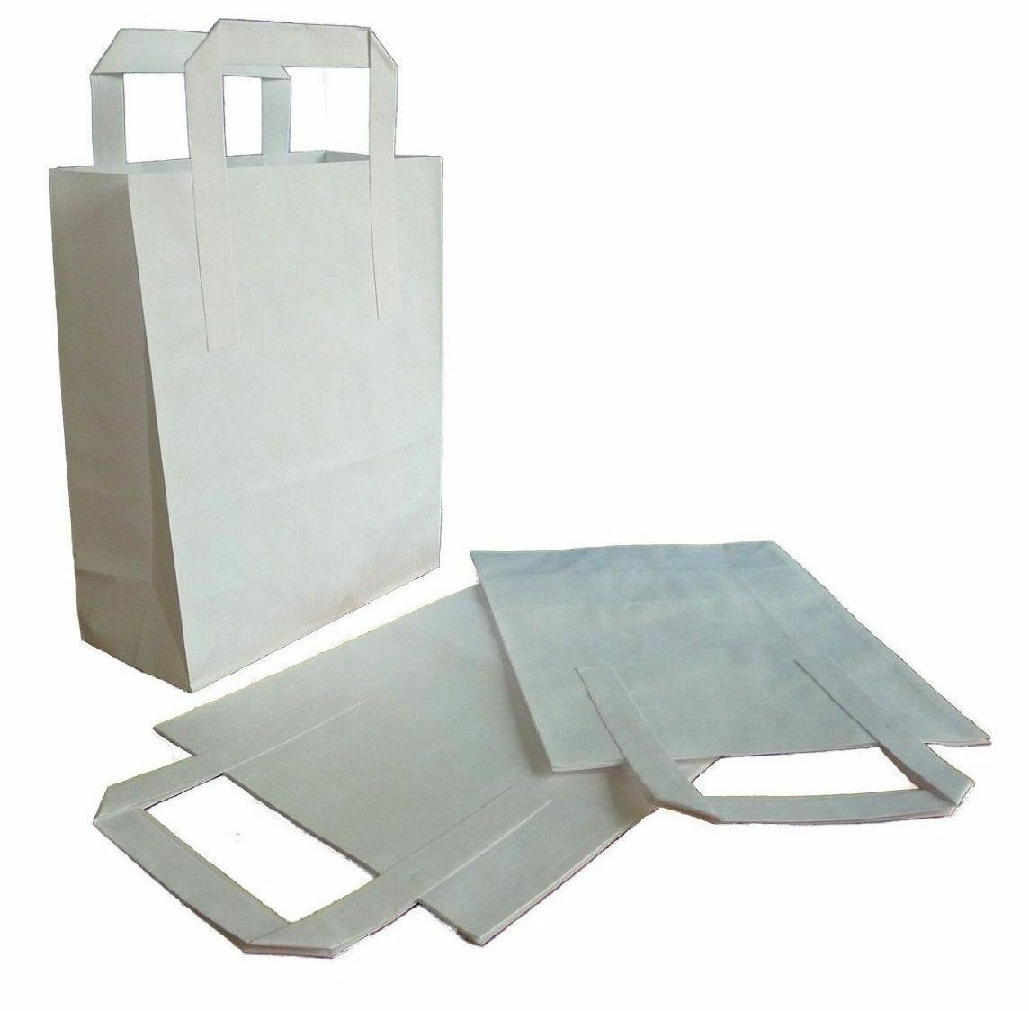 KRAFT PAPER BROWN & WHITE SOS FOOD CARRIER BAGS WITH HANDLES PARTY TAKEAWAY ETC - Image 3