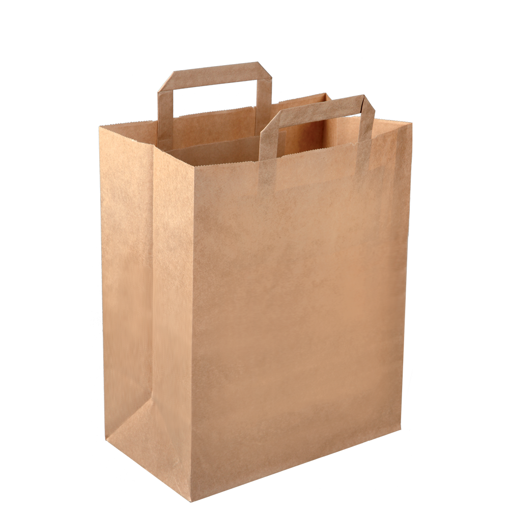 KRAFT PAPER BROWN & WHITE SOS FOOD CARRIER BAGS WITH HANDLES PARTY TAKEAWAY ETC - Image 5