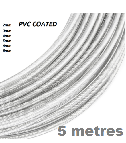 Steel Wire Rope Metal Cable Rigging 7x7 PVC Plastic COATED 2,3,4,5,6,8mm - Image 9