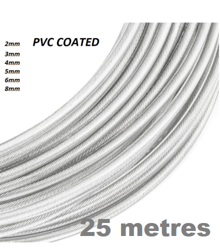 Steel Wire Rope Metal Cable Rigging 7x7 PVC Plastic COATED 2,3,4,5,6,8mm - Image 13