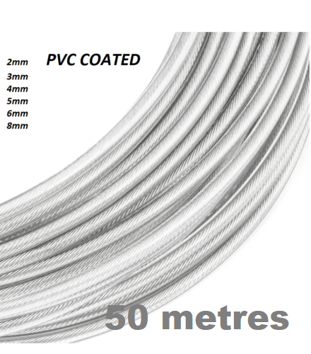 Steel Wire Rope Metal Cable Rigging 7x7 PVC Plastic COATED 2,3,4,5,6,8mm - Image 14