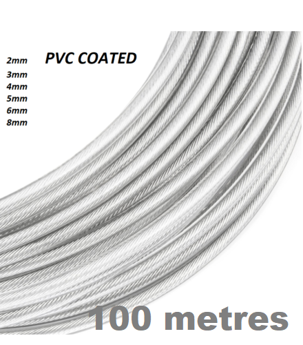 Steel Wire Rope Metal Cable Rigging 7x7 PVC Plastic COATED 2,3,4,5,6,8mm - Image 15