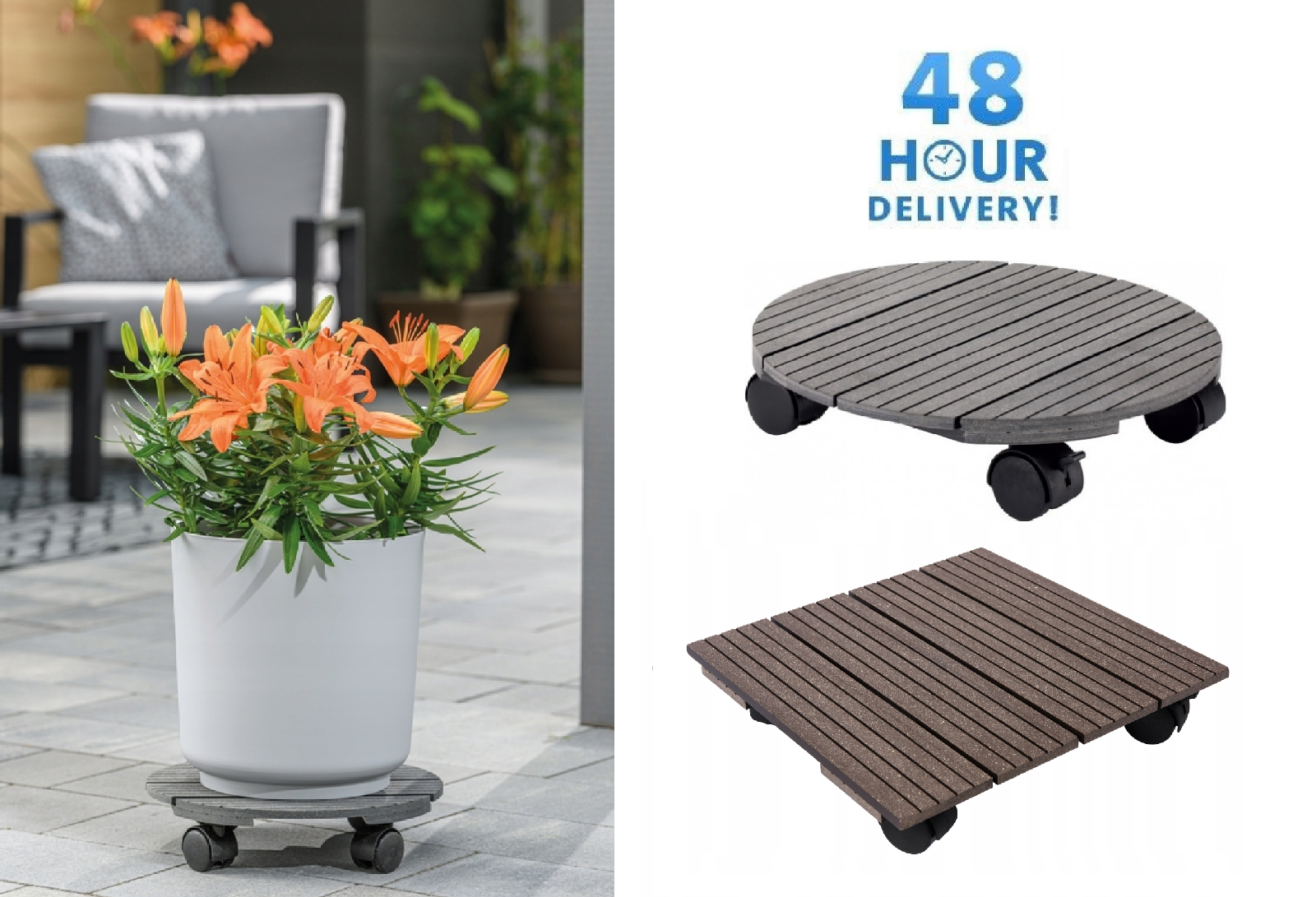 Potted Plant Pot Stand Mover on Wheels Outdoor Garden Flower Caddy Holder