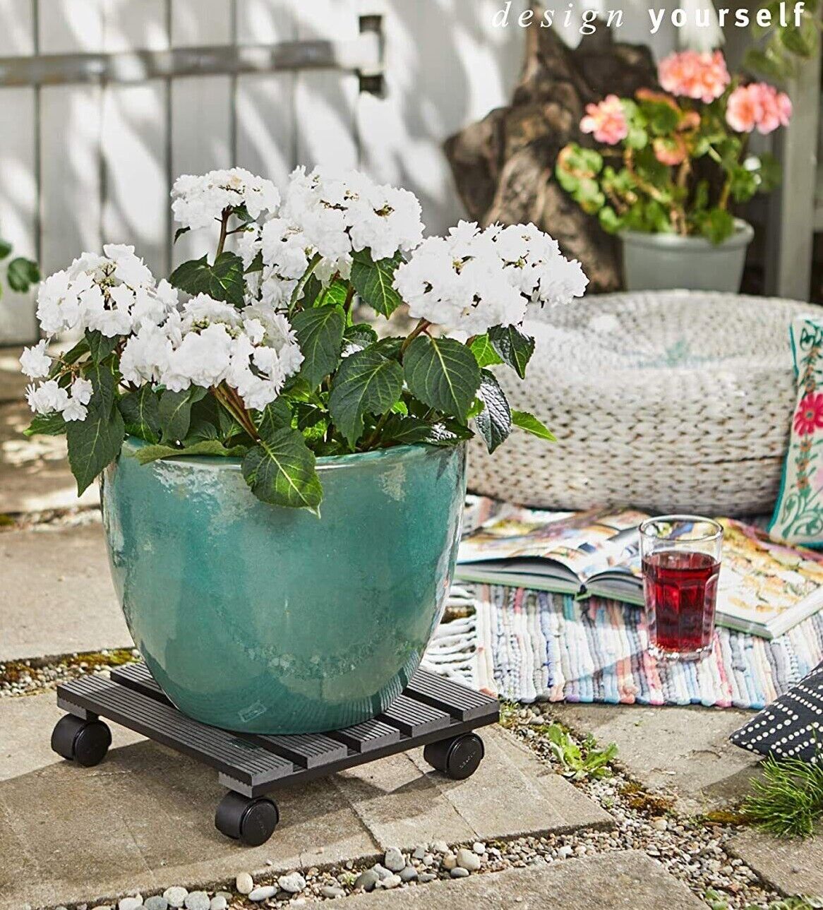 Potted Plant Pot Stand Mover on Wheels Outdoor Garden Flower Caddy Holder - Image 3
