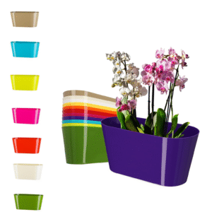 Plant Flower Pot Plastic 11 Colours 27 x 13cm Gloss Oval Planter Saucer Tray