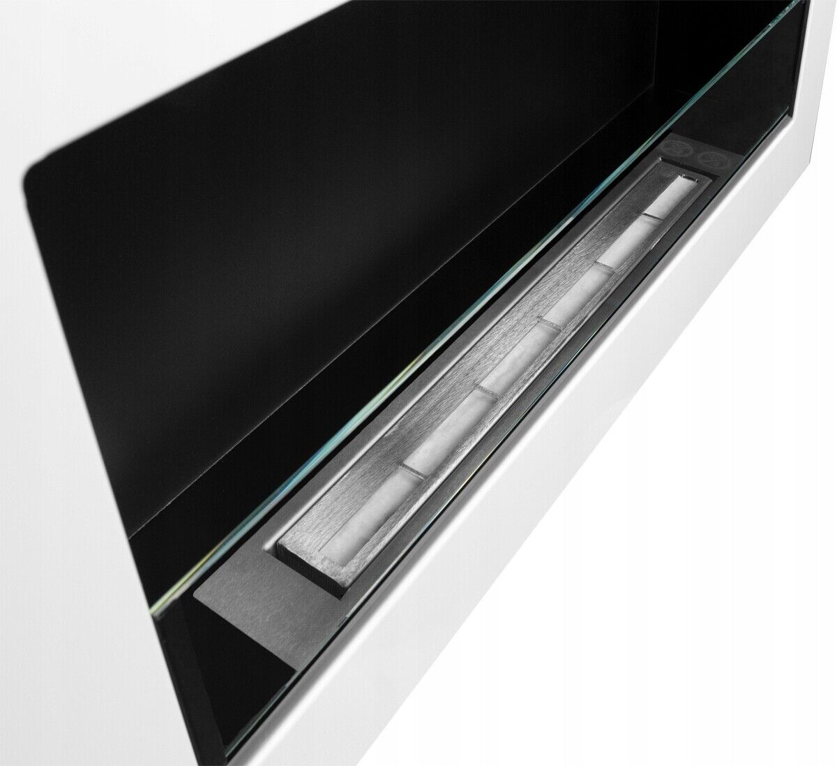 Bioethanol Wall mounted Fireplace White Gloss Bio Ethanol 800mm 80cm glass fuel - Image 6