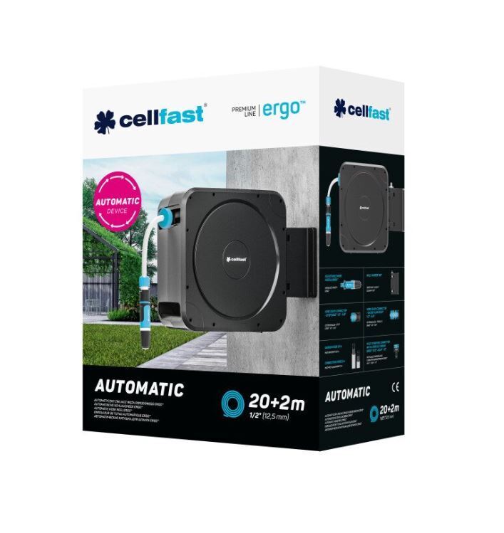 Garden Hose Watering Reel Set Retractable Portable/Wall Mounted Automatic 20m+2 - Image 2