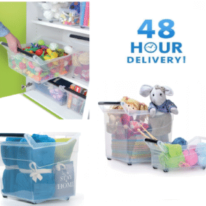 Plastic Storage Box Boxes Handles Wheels Container Home Kitchen Office Box Toys