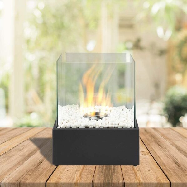 Bio Ethanol Fireplace Indoor Outdoor Camping Glass Top Burner Fire Square BIOFIR