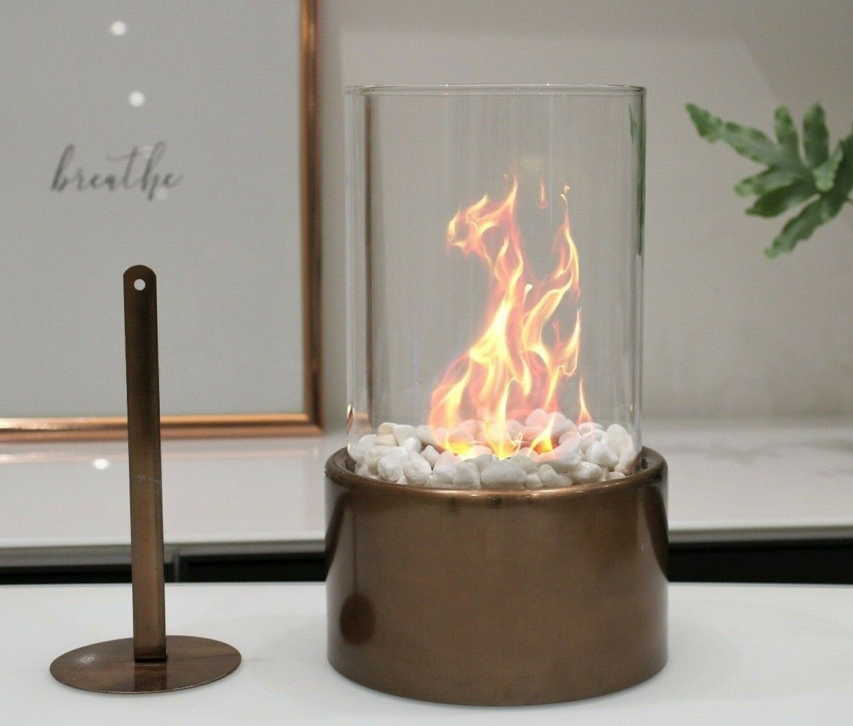 Bioethanol Tabletop Fireplace Bio Ethanol Table Top Fire Round Copper Bronze