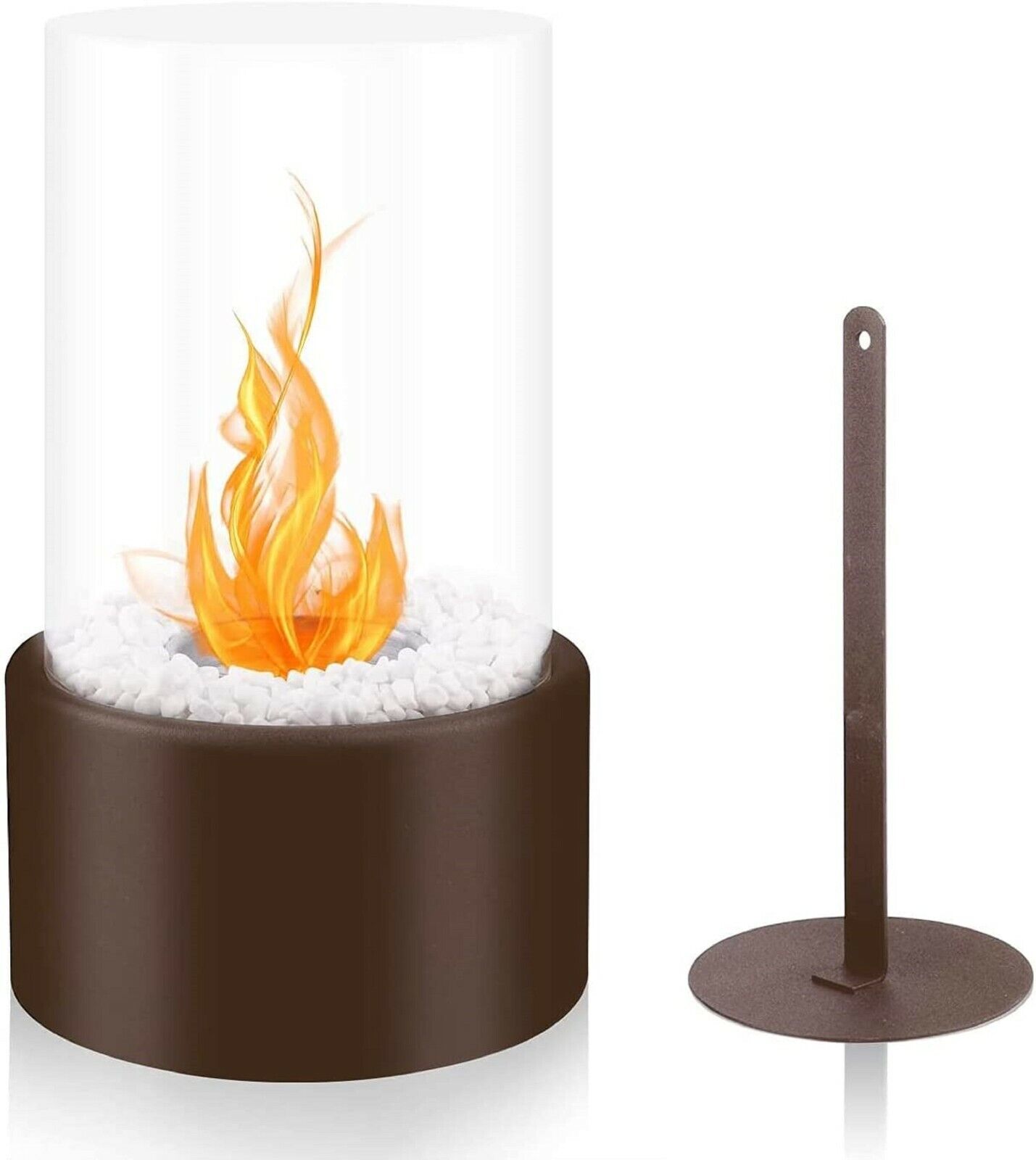 Bioethanol Tabletop Fireplace Bio Ethanol Table Top Fire Round Copper Bronze - Image 2