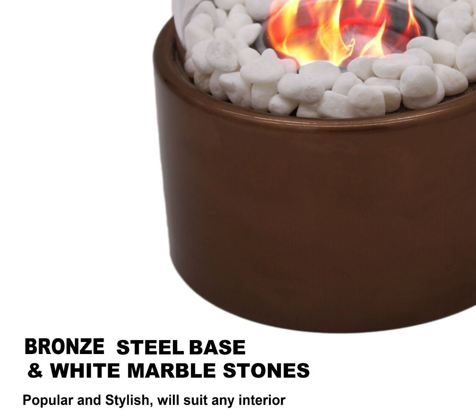 Bioethanol Tabletop Fireplace Bio Ethanol Table Top Fire Round Copper Bronze - Image 5
