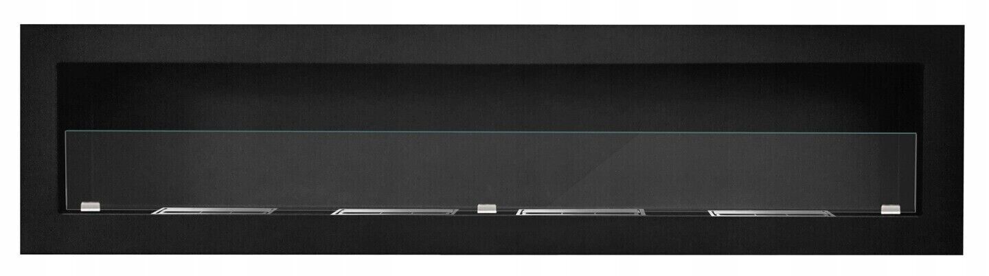 Bio Ethanol Fireplace Wall Mounted Black Matt 180 cm 1800 mm XXL DAMAGED