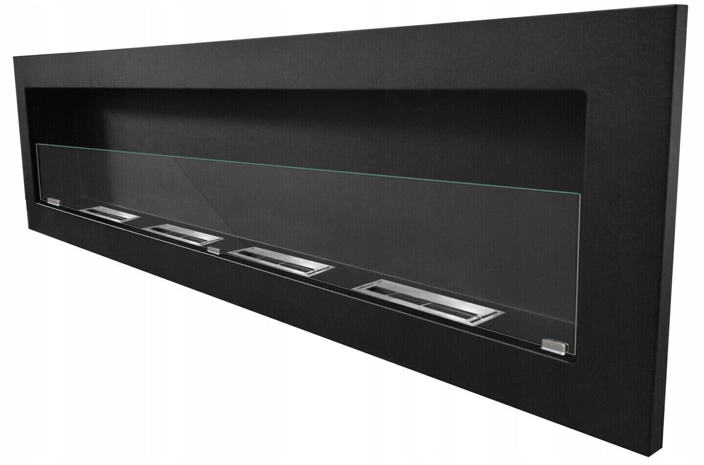 Bio Ethanol Fireplace Wall Mounted Black Matt 180 cm 1800 mm XXL DAMAGED - Image 2