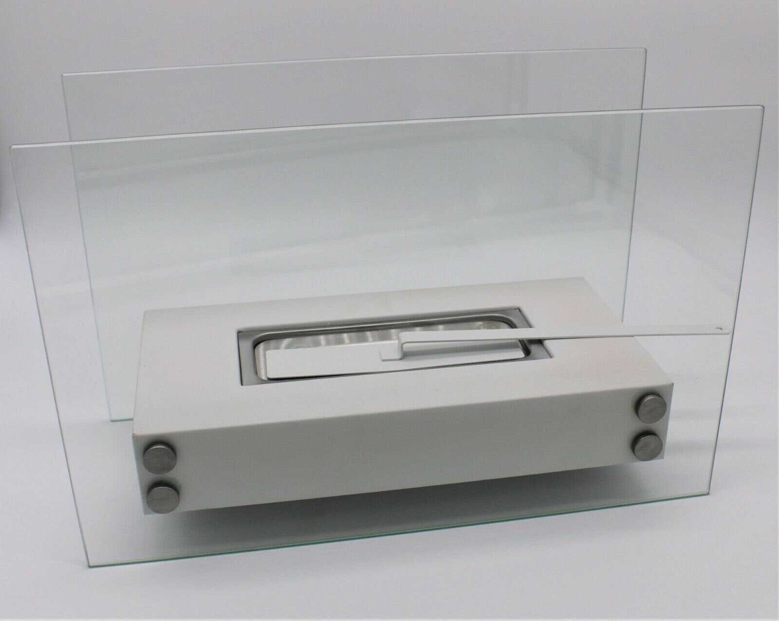 Bio Ethanol Table Fireplace Indoor Outdoor Glass Burner Fire Bioethanol Scala 2 White - Image 2