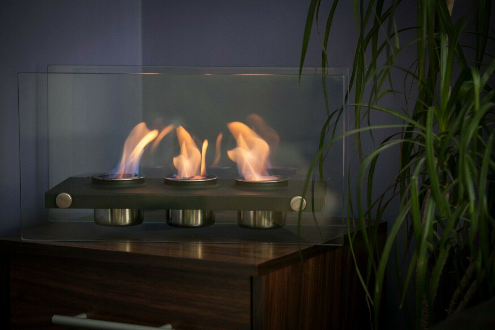 Bio Ethanol Table Fireplace Indoor Outdoor Glass Burner Fire Bioethanol VIC3 Black - Image 5