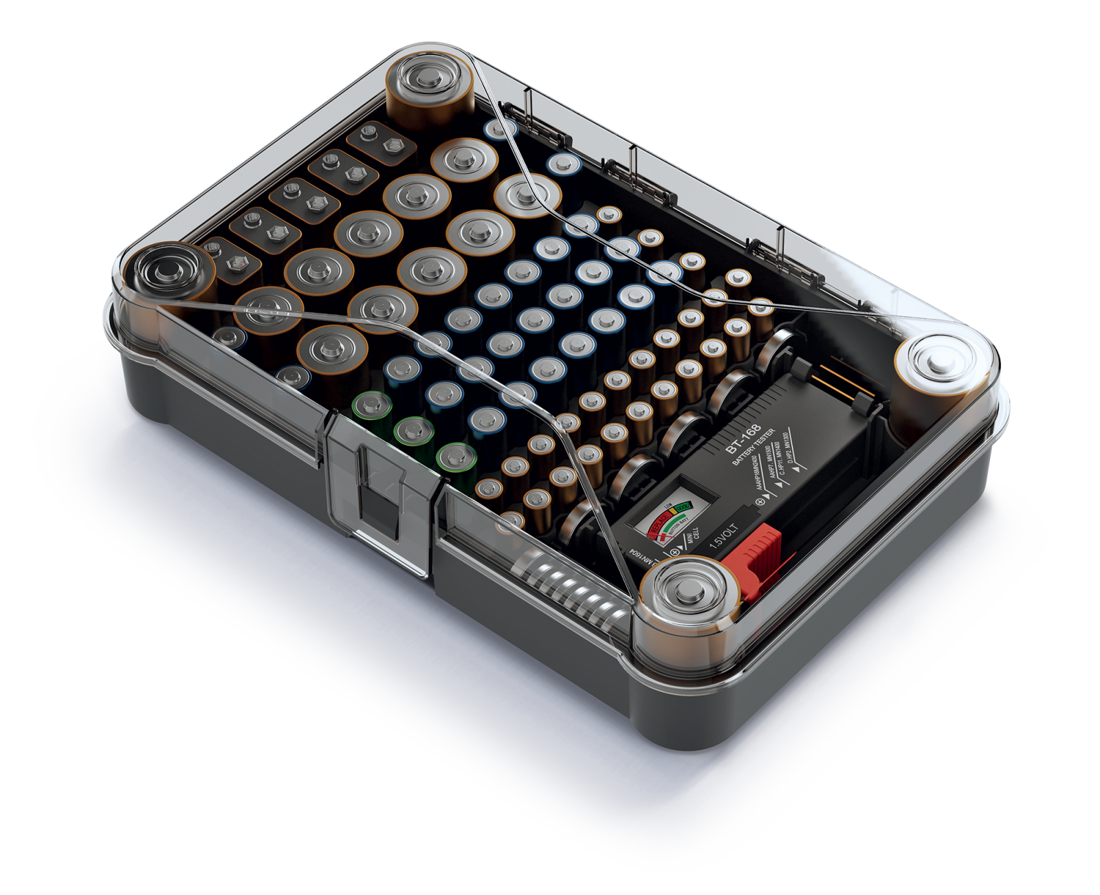 Battery Organiser Storage Case Bag Box Holder AA AAA C D 9V Tester 2 Options - Image 3