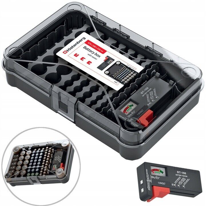 Battery Organiser Storage Case Bag Box Holder AA AAA C D 9V Tester 2 Options - Image 7