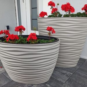 Plant Pot Oval Ellipse Dunes Flower Indoor Garden Patio Planter Large 2 sizes