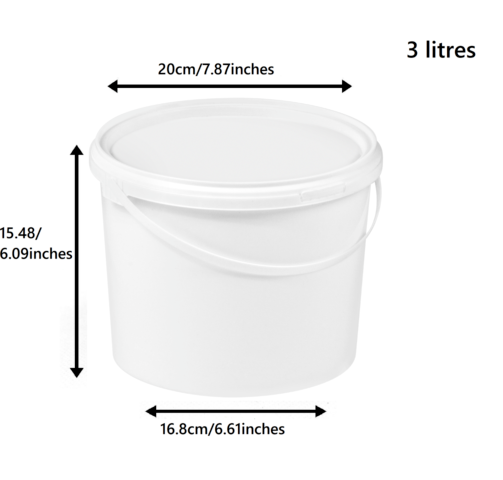 Plastic Buckets Tubs White Containers without lids 3L - Image 2