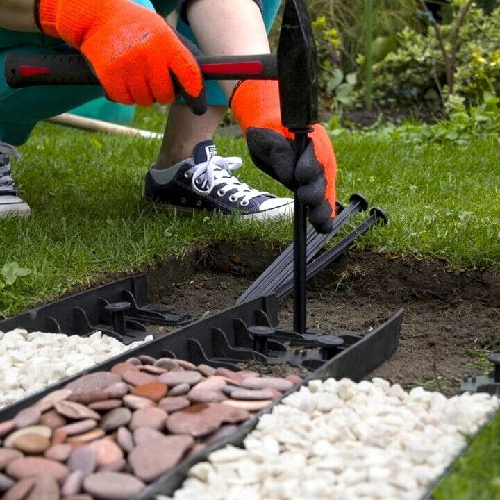 10 - 50 Metre FLEXIBLE GARDEN BORDER GRASS LAWN PATH EDGING WITH PLASTIC PEGS - Image 5