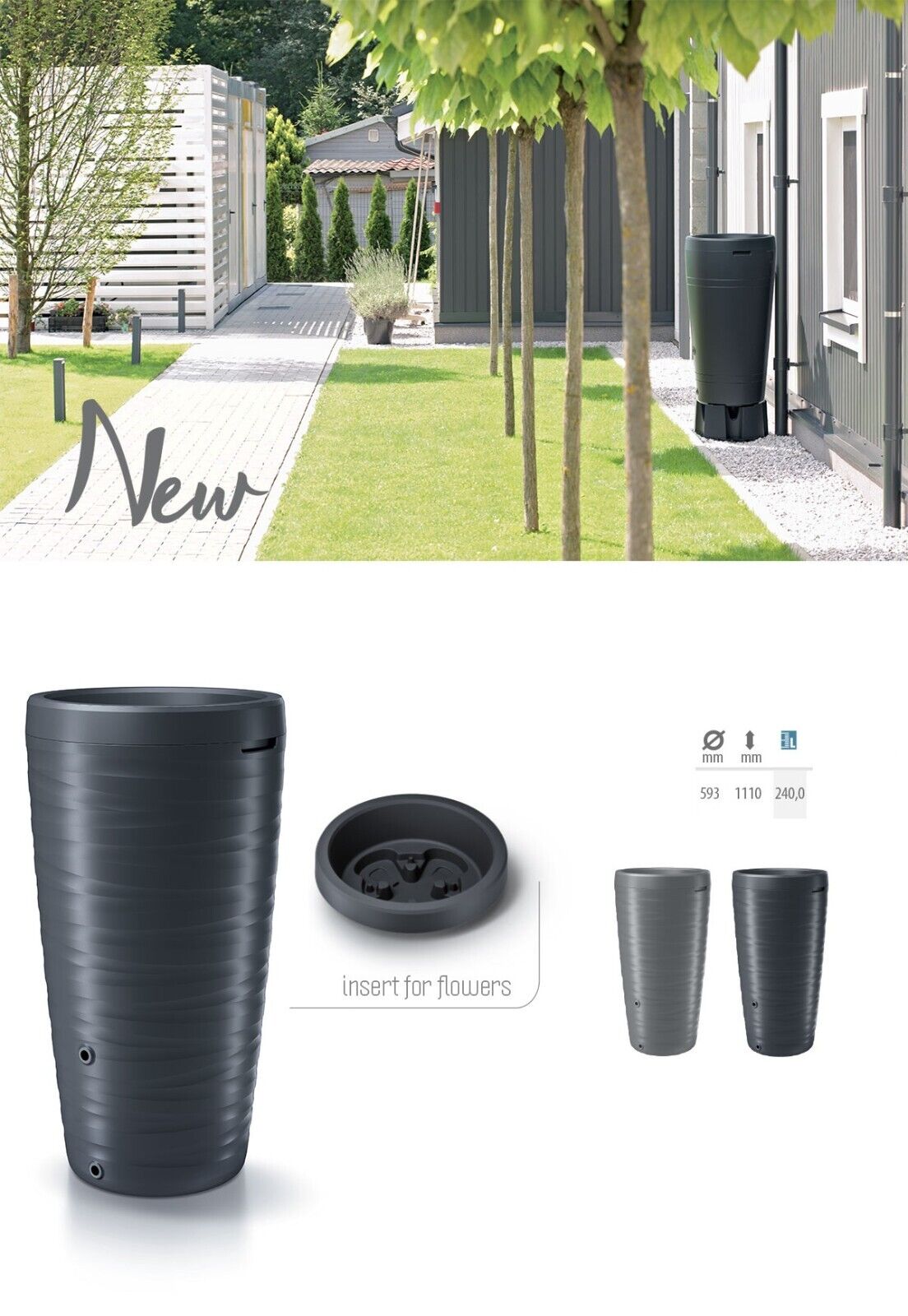 Rainwater tank Water butt Collection Storage Harvesting 240L + connections Maze - Image 6