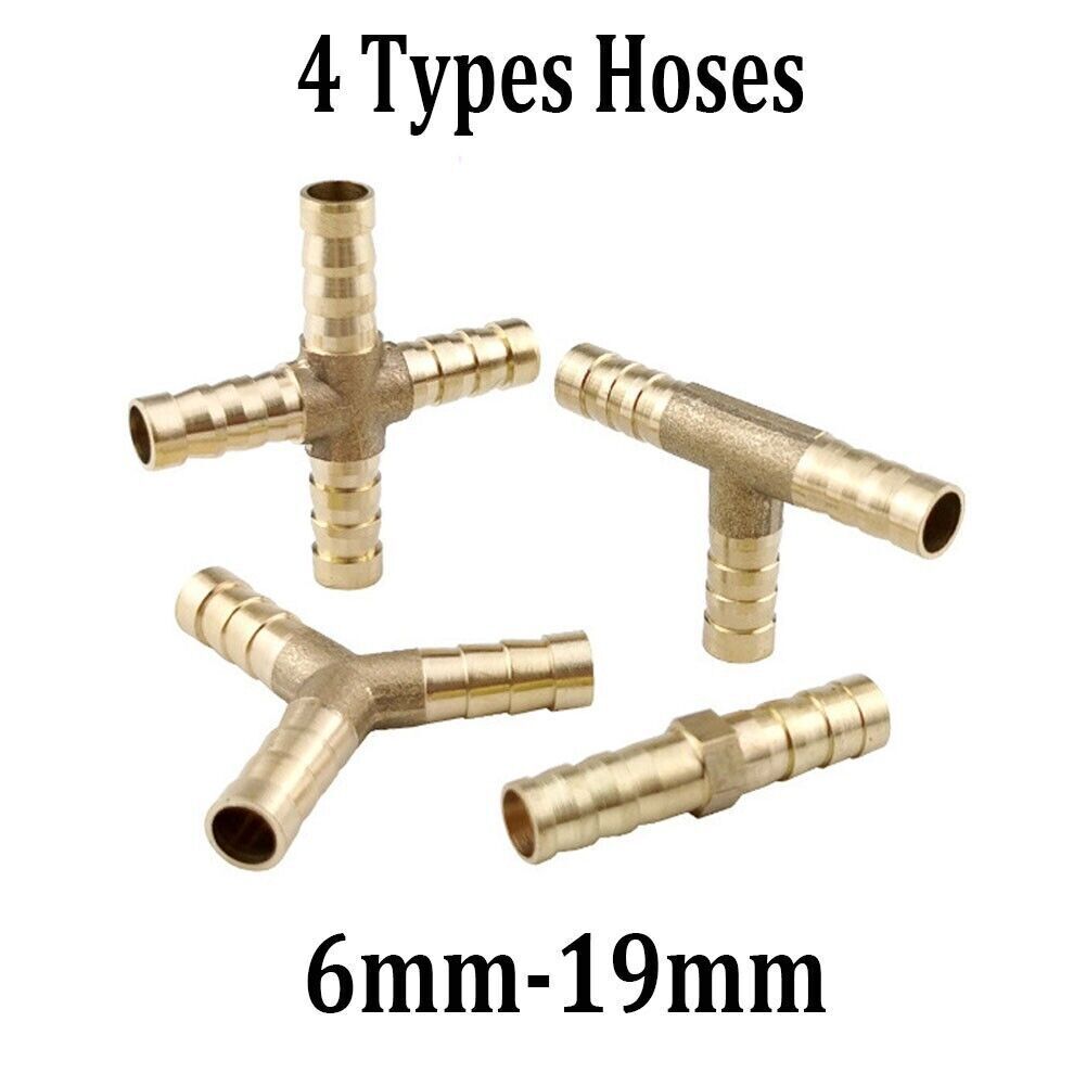 BRASS T Y JOINER Various Piece Fuel Hose Gas Joiner TEE CONNECTOR (VARIOUS SIZE)