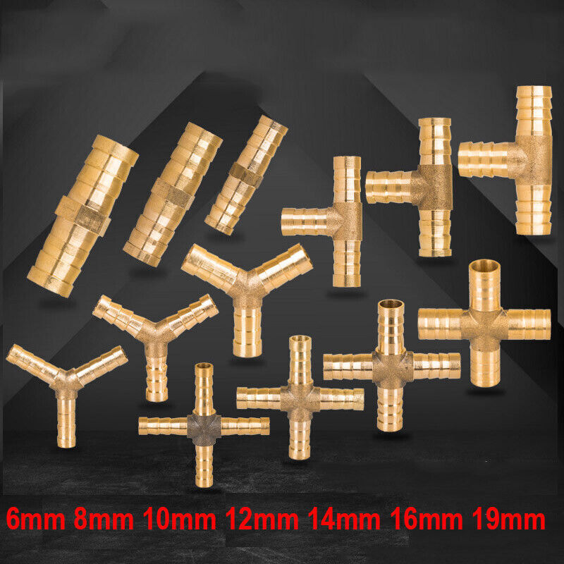 BRASS T Y JOINER Various Piece Fuel Hose Gas Joiner TEE CONNECTOR (VARIOUS SIZE) - Image 2